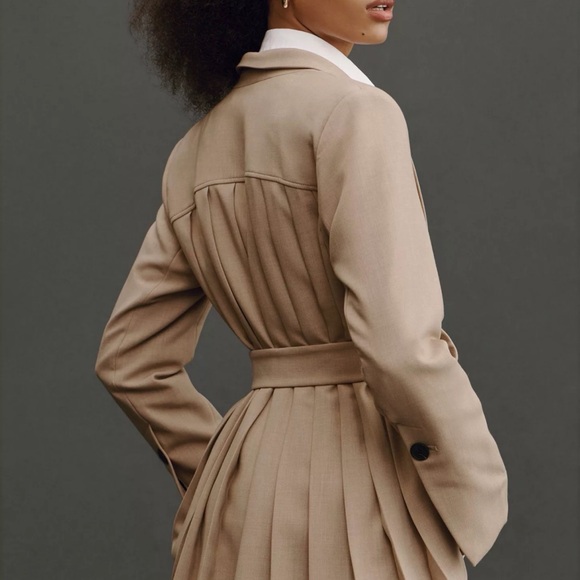 NWOT Maeve Tan Blazer Belted Pleated Back Small - Picture 2 of 5